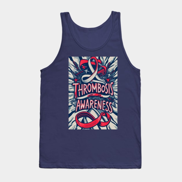 Thrombosis Awareness Ribbon Retro Background Tank Top by Seeds of Authority